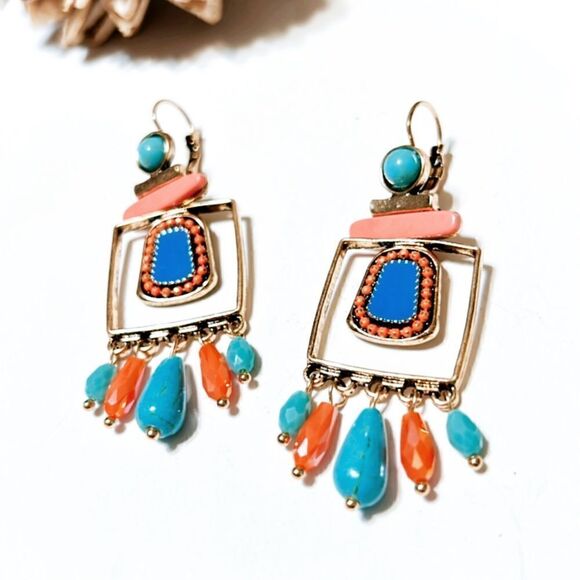 Boho statement earrings M164 - Picture 2 of 4